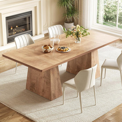 LITTLE TREE Dining Table for 6 People, Wooden Table, Rectangle Furniture with Heavy Duty Legs, Modern Kitchen Table for Home, Dining Room, Oak
