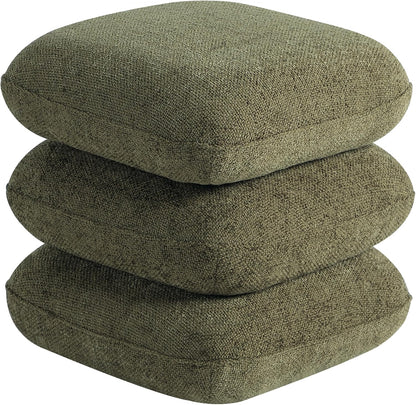 Get Set Style 360° Swivel Linen Ottoman, Modern Upholstered Foot Stool, Multifunctional Vanity Chair Accent Stool for Small Space, Living Room, Bedroom, Entryway, Olive Green