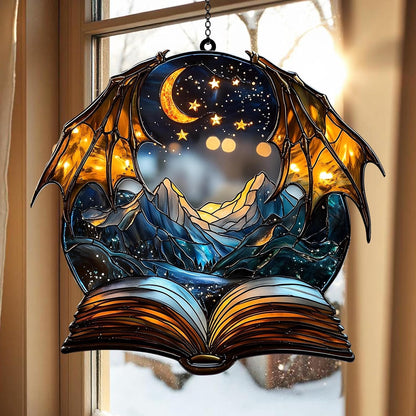 Custom Night Scene Acrylic Suncatcher, Personalized Window Hanging Gift for Holidays and Home