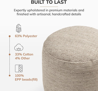 Anji Mountain 17" H x 22" W Handmade Pouf Ottoman for Living Room & Couch
