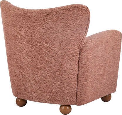 Christopher Knight Home Lindy Wingback Accent Chair, Upholstered Armchair with Rounded Wooden Legs, Curved Backrest Single Sofa, Soft Cushion Seating, Comfy Lounge Chair for Living Room, Dusty Coral