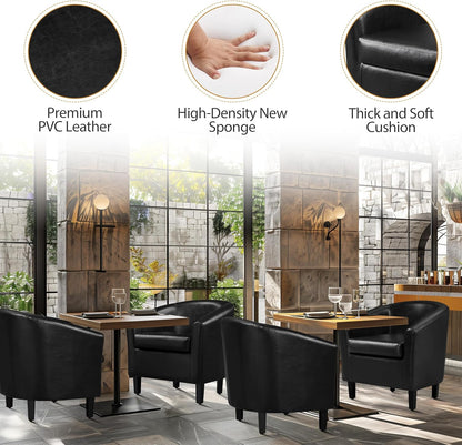 Yaheetech Barrel Chairs Set of 2, Faux Leather Club Armchairs, PU Leather Accent Chairs with Soft Padded Seat for Living Room Bedroom Waiting Reading Room, Black