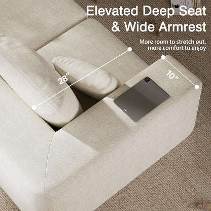 150" Oversized Couch for Living Room,Modular Sectional Sofa | Extra Deep 6 Seater Sofa Set, Comfy Modern Large Modular Cloud Sectional Couch,No Assembly Required, Beige