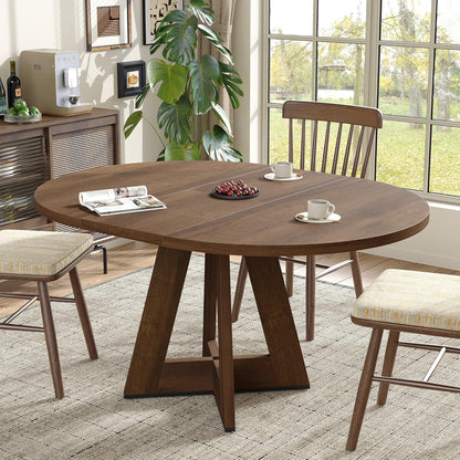 Extendable Round Dining Table for 4-8,Modern Kitchen Oval Dining Table with Removable Leaves Space Saving,Wood Base for Kitchen Living Room (Walnut)