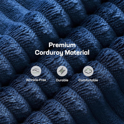 Marsail 66.02" Futon Sofa Bed, Convertible Corduroy Futon Couch with Adjustable Backrest & Armrests, Small Sleeper Sofa Loveseat for Living Room, Apartment, Blue