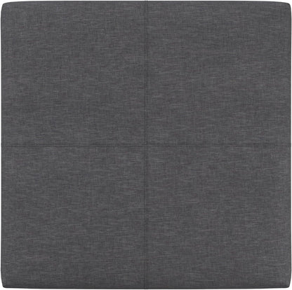 SIMPLIHOME Gabbie 36" Wide Linen Look Fabric Storage Ottoman in Slate Grey | Contemporary ottoman with lift-top storage; rectangle storage bench for living room, bedroom, and entryway.