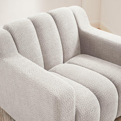 VANOMi Oversized Accent Chair Set of 2, Modern Living Room Chairs, Comfy Boucle Fabric Upholstered Armchair for Bedroom, Office, Waiting Room (Beige)