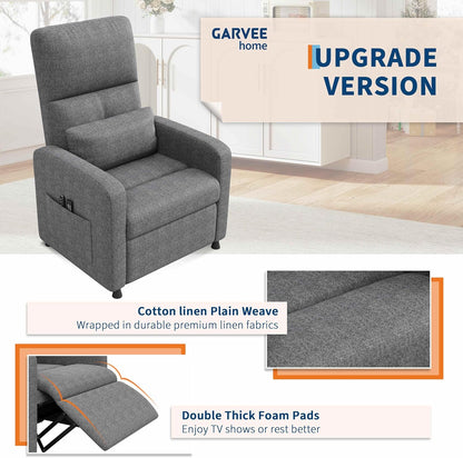 Garvee Power Recliner Chair, Adjustable Electric Recliner Ergonomic Overstuffed Single Sofa, Padded Seat, Side Pockets and USB Port, Home Theater Seating for Living Room