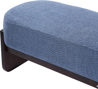 Christopher Knight Home Arden Minimalist Style Rectangular Loop Yarn Fabric Ottoman Bench, Rubberwood Frame, Entryway Bench, Living Room Sofa Extra Seat, End of Bed Footstool, Blue+Brown