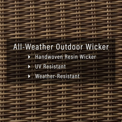 Crosley Furniture Bradenton Wicker Outdoor Ottoman Foot Rest for Patio, Deck, Porch, Brown with Navy Cushions