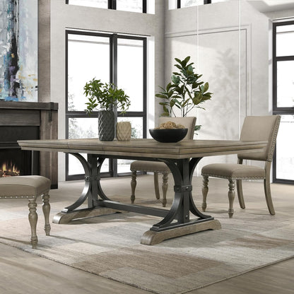Roundhill Furniture Birmingham Dining Set, One Size, Driftwood Finish