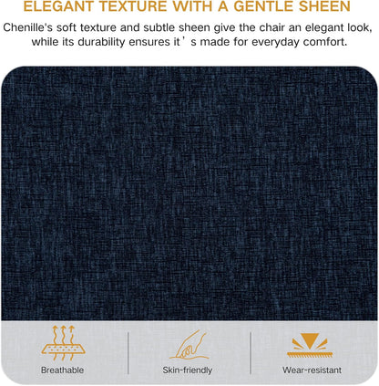 40.6''W Swivel Accent Barrel Chair, Chenille Upholstered Round Single Couch Sofa with 3 Pillows for Living Room, Apartment, Bedroom (Blue)