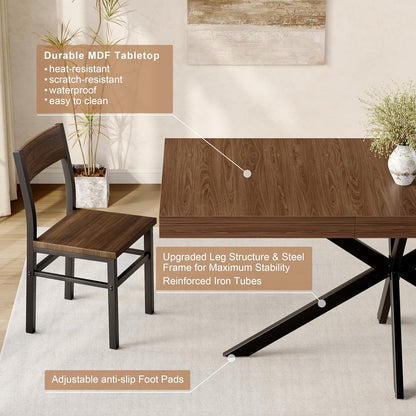 MECHYIN Extendable Dining Room Table for 4 6 8, 55"-70.9" Large Rectangle Kitchen Table,Wood Expandable Dining Table with Hidden Leaf & Storage, Space Saving, for Kitchen Dining Living Room, Walnut