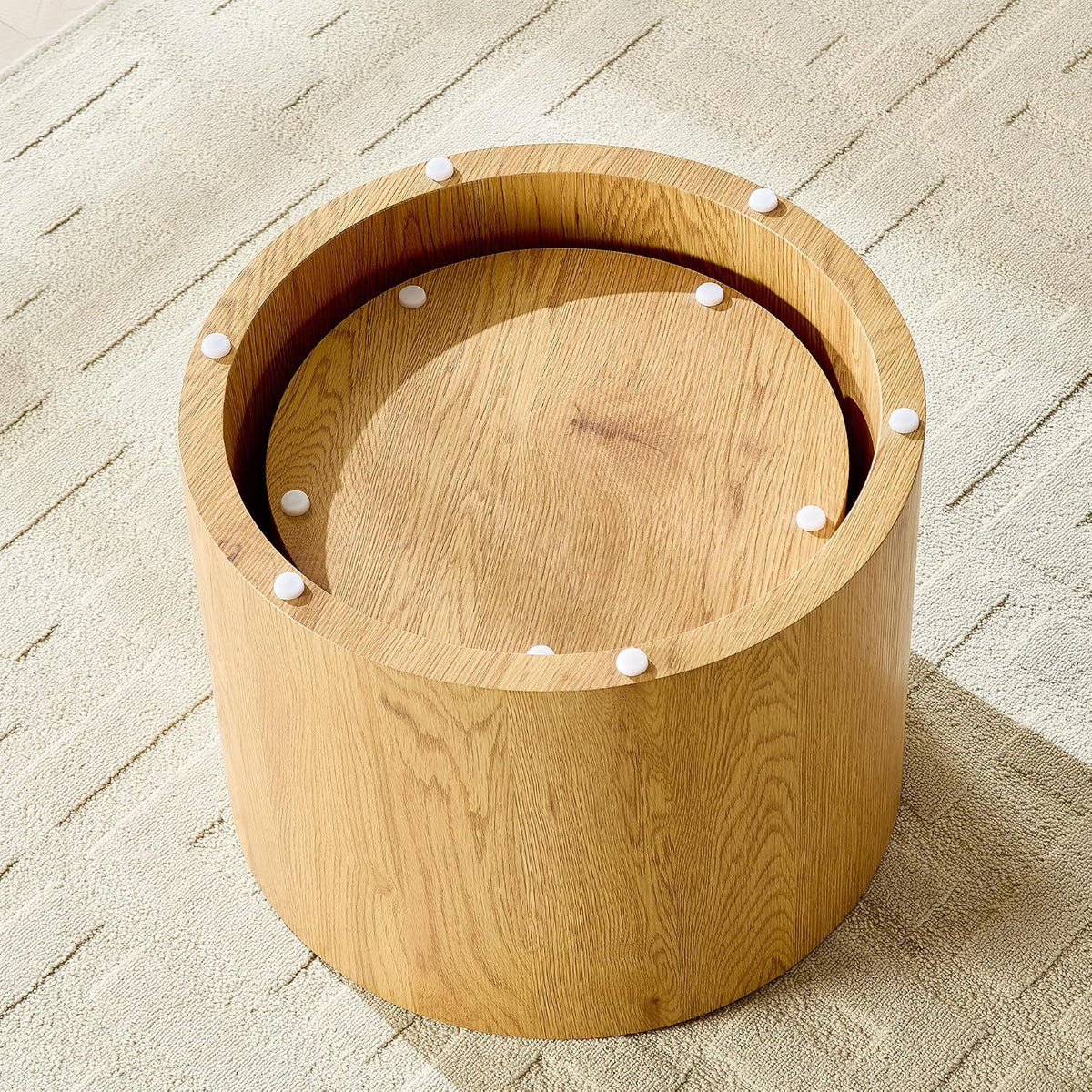 Nesting Coffee Table Set of 2, Modern Round Coffee Table, Accent Side Tables for Small Spaces Living Room Office,Wood