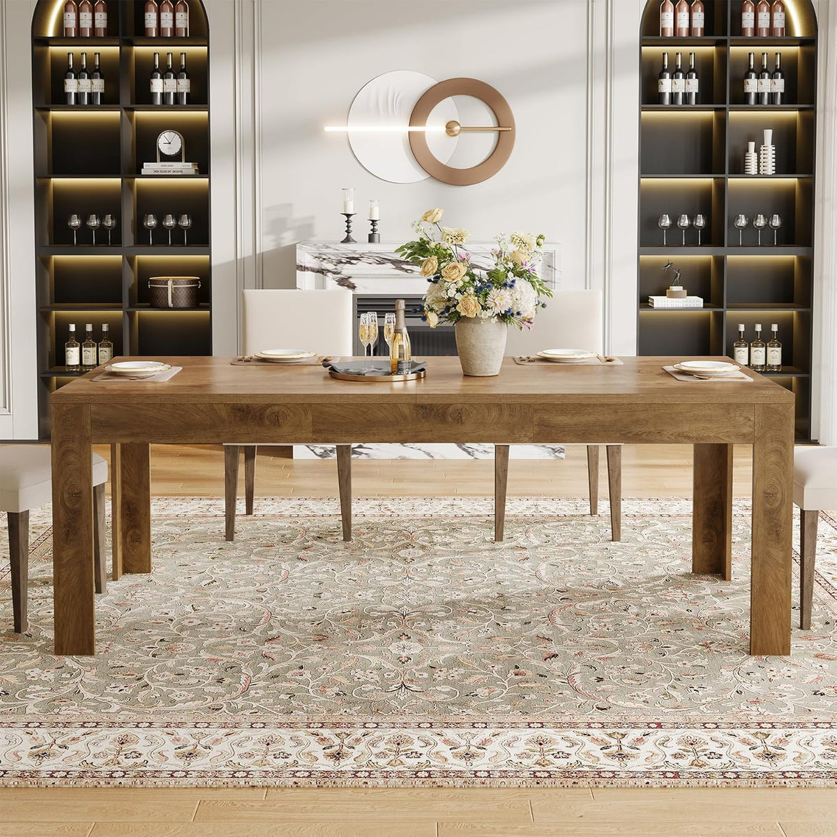 Tribesigns Dining Table for 6-8, 78.7-Inch Long Rectangle Kitchen Table, Modern Kitchen Dining Room Furniture, (78.74" L x 27.56" W), Brown