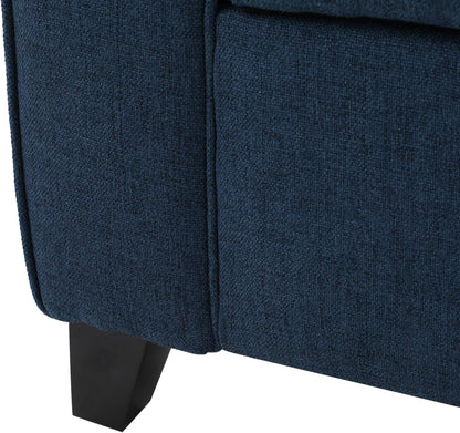 ‎GDF Studio Keiko Fabric Armed Storage Bench, Dark Blue, Dimensions: 19.75”D x 50.00”W x 20.5”H