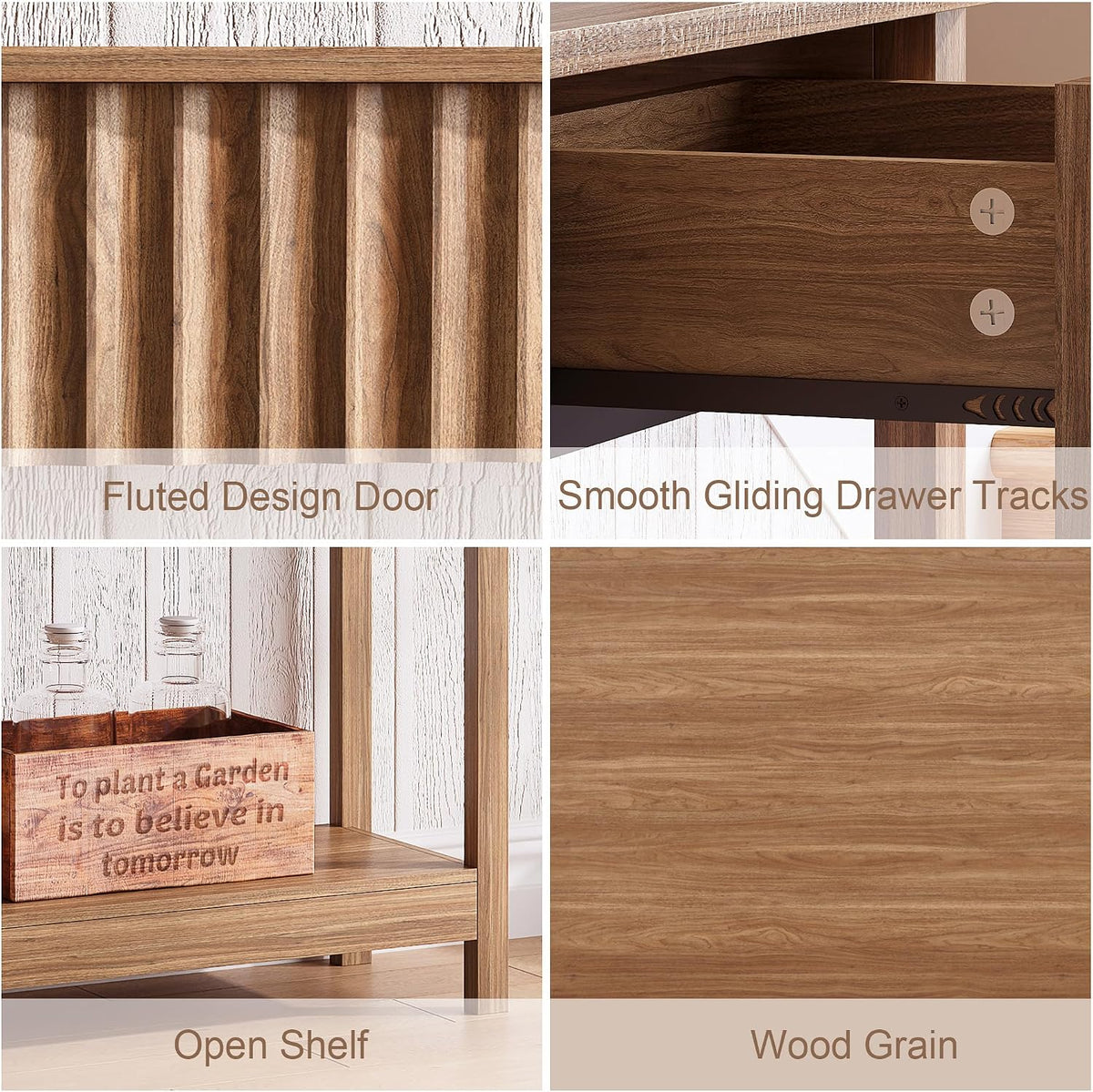 Treocho 47" Fluted Console Table with 3 Drawers and Storage Shelf | Narrow Long Entryway Table,Behind Couch Accent Tables, Entrance Foyer, Hallway, Living Room, Brown