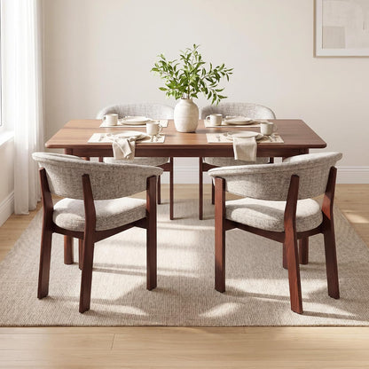 COLAMY Fully Assembled Upholstered Dining Chair, Solid Red Oak Wood Kitchen Side Chair, No Assembly Required Modern Farmhouse Dining Room Accent Seating, Single Pack,Set of 1