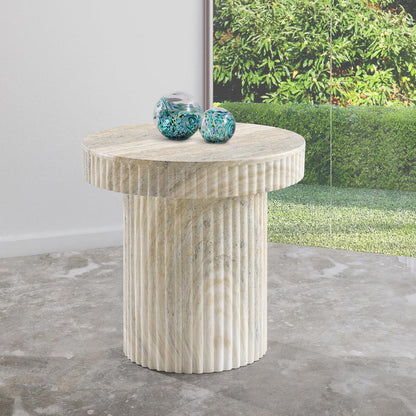 Meridian Furniture Legatto Travertine Indoor/Outdoor Concrete End Table