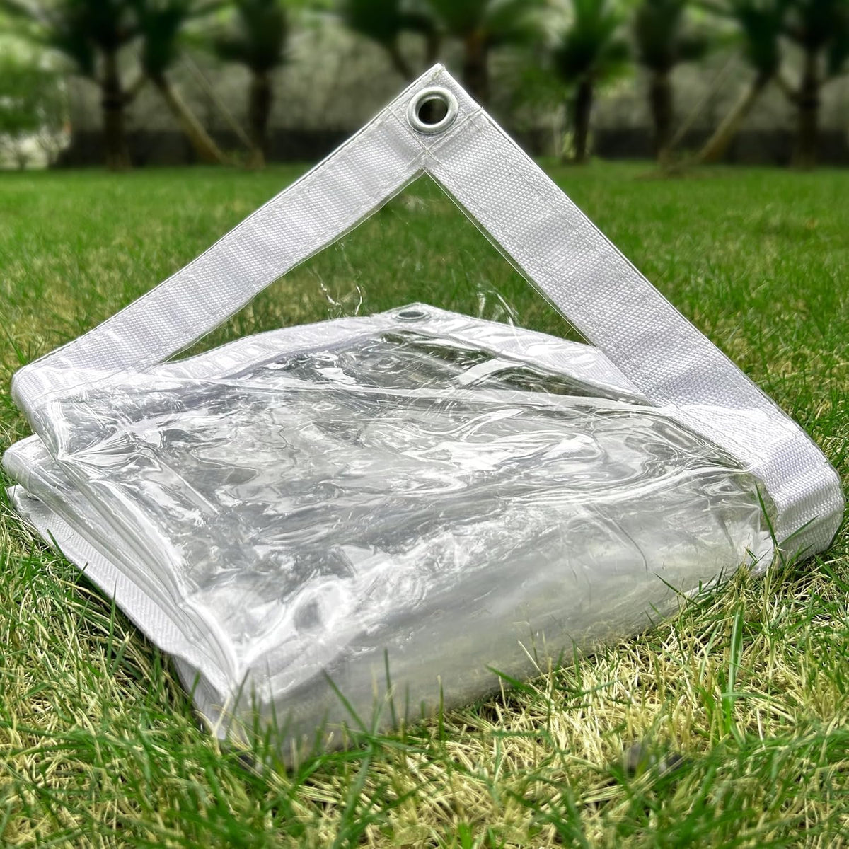 Clear Tarp 6 x10FT, 20 Mil Clear Vinyl Tarp, Small Cover Plastic Sheeting with Grommets, Double-Stitched Reinforced Edges, Heavy Duty Tarps Waterproof and Tearproof