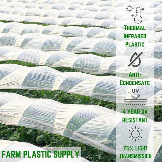 Farm Plastic Supply - Clear Coolmax Greenhouse Plastic Sheeting - 6 Mil - 4 Year UV Resistant Infrared Anti-Condensate Green House Covering Thermal Greenhouse Plastic 6 mil (40' x 110')