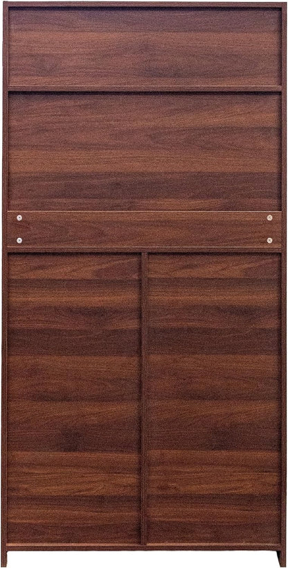 62.8" Tall Freestanding Kitchen Pantry Cabinet Farmhouse Buffet Cupboard Sideboard with Refrigerator-Style Door Storage Doors Walnut for Living Room Dining Room