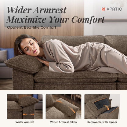 MIXPATIO 124" 4-Seat L Shaped Modular Sectional Sofa,Chenille Taupe | Modern Sectional Couches for Living Room, Wider Armrest and Deep Seat, Comfy Cloud Sofa, Soft Chenille Furniture