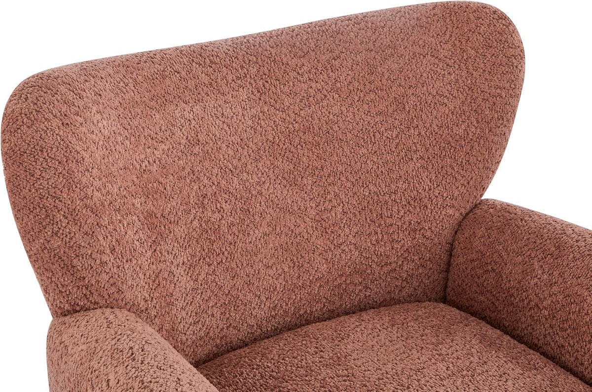 Christopher Knight Home Lindy Wingback Accent Chair, Upholstered Armchair with Rounded Wooden Legs, Curved Backrest Single Sofa, Soft Cushion Seating, Comfy Lounge Chair for Living Room, Dusty Coral