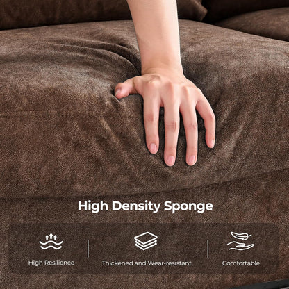 COPIAE 3 Seater Sofa Couch with Deep Seat, 90" Modern Upholstered Sofa with Armrests, Easy Installation, Comfy Couches for Living Room, Apartment,Dark Brown