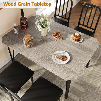 IDEALHOUSE Dining Table Set for 4, Kitchen Table Set of 4 with Upholstered Cushion Chairs, Dining Room Table Set with Kitchen Chairs, Easy to Assemble, Suitable for Apartment - (Cloud Gray)