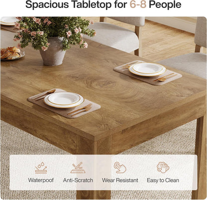 Tribesigns Dining Table for 6-8, 78.7-Inch Long Rectangle Kitchen Table, Modern Kitchen Dining Room Furniture, (78.74" L x 27.56" W), Brown