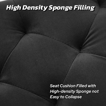 45.6 Inch Velvet Storage Bench Tufted Upholstered Ottoman Bench, Bedroom Bench with Storage, for Bedroom Living Room Entryway Rectangular Accent Bench, Black