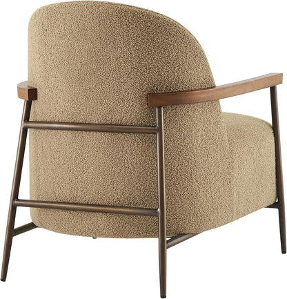 CHITA Accent Chair Set of 2, Sherpa Armchair with Wooden Armrest, Camel | Metal Frame, FSC Certified Living Room Chair for Bedroom, Office, Premium Resilient Foam, 31.9"x27.2"x32.1", 350 Lbs Capacity