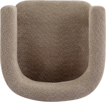 Christopher Knight Home Carly Low Profile Accent Chair, Round Backrest Side Chair, Living Room Armchair with Boucle Fabric Cushion,Comfy Reading Chair for Bedroom,Wooden Single Lounge Sofa,Light Camel