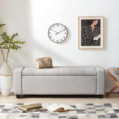 Huatean Home 48" Ottoman with Storage, Light Gray Storage Ottoman Bench