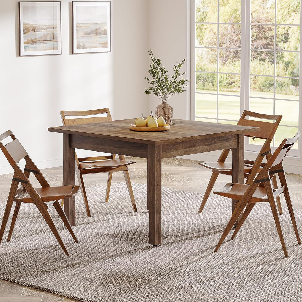 Tribesigns Wood Dining Table Modern Kitchen Table for Dining Room Living Room, 2-4 People Dining Room Table Square Dinner Tables with Wooden Legs Thick Top for Small Space, Grayish-Brown (Only Table)