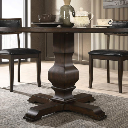 Roundhill Furniture Havre Pedestal Base Round Dining Table, Espresso