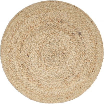 · REDEARTH · Jute Pouf Ottoman - Circular Boho Foot Stool - Jute Natural | Jute, 19.5"x19.5"x14"; Braided Pouffe Accent Sitting, Doubles as Foot Rest for Living Room, Patio, Outdoor, Bedroom