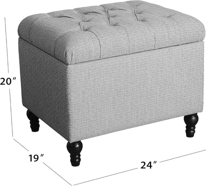 Spatial Order 24" Button Tufted Storage Ottoman - Pewter Gray
