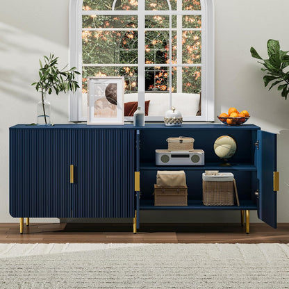 65" Fluted Sideboard Buffet Cabinet with Storage, Blue