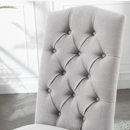 Tufted Upholstered Parsons Dining Chair Set Fabric Diner Accent Stylish Modern Kitchen Living Room with Button Sturdy Solid Wood Legs, 6-Pack