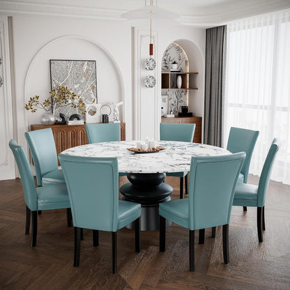 Parsons Solid Wood Dining Chairs Set of 6 with UP High Back, Kitchen Chairs with Upholstered Seat, Holds Up to 300 Lbs,Accent Chairs Easy Assembly, Light Blue CY1331HL