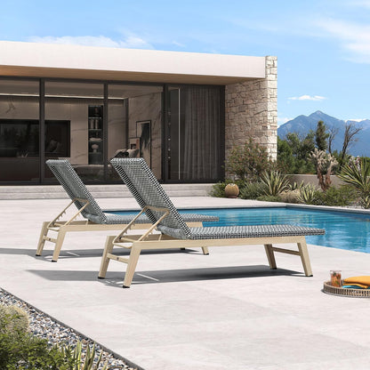 PURPLE LEAF Oversize Outdoor Chaise Lounge Set of 2 Champagne Frame, Black | 3-Year Color Retention PE Rattan, 2.4" Thickened Aluminum Frame, 16.14" Knee-Friendly Height, French-Inspired Style