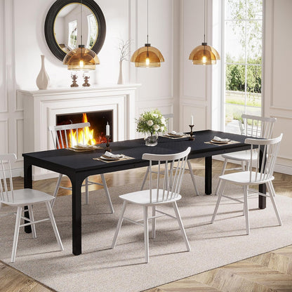 Tribesigns 78.7 Inches Long Dining Table for 6-8 Person, Large Industrial Rectangle Wood Dining Table, Rustic Narrow Dinner Table with Heavy Duty Metal Legs (Only Table) (Black)