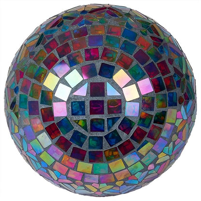 Alpine Corporation - Outdoor Glass Mosaic Peacock Gazing Globe - Iridescent Garden Decor, 10" Diameter, Multicolor