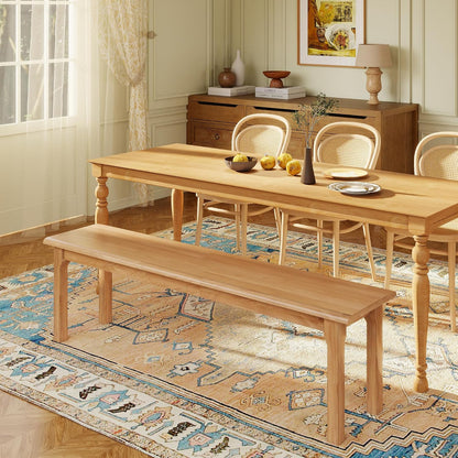 Dining Bench 63" Wood Solid Oak Wooden Bed End/Entryway Bench for Bedroom Living Room Kitchen(Nature)