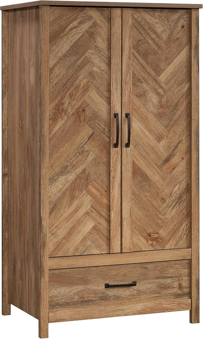 Sauder Cannery Bridge 32.36" W x 22.52" D x 59.80" H Armoire & Dresser in Sindoori Mango Finish with Garment Rod & 6 Drawers