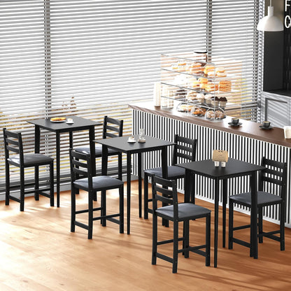 27.5 inch Bar Table and Chairs Set, Solid Wood Bar Height Pub Table and Chairs Set of 4, Counter Height Table Set, Square High Top Table and Chairs Set for Dining Room