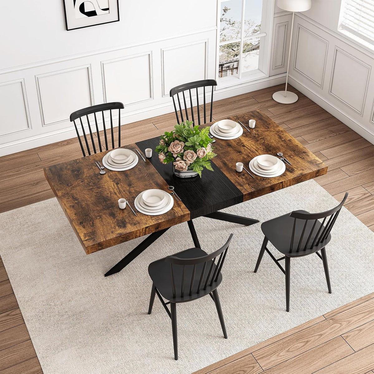 71" Extendable Dining Table for 4-8 People Wooden Dining Room Table Modern Extendable Kitchen Table for Dining Room, Small Space Saving Design, Easy Assembly(Brown)