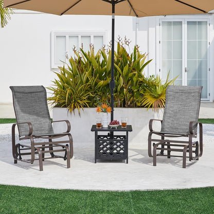 Yaheetech Outdoor Rocking Chair Patio Glider with Sling Seat Set of 1,Gray | Porch Chair and Outdoor Rocker with Steel Construction for Balcony, Deck, Backyard and Garden; Smooth-Gliding Lounge Seating